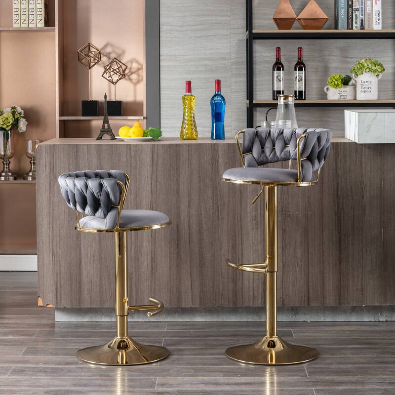 Set Of 2 Bar Stools - Grey