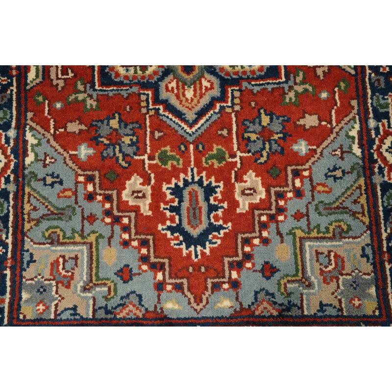 Hand Knotted Oriental 100% Wool Carpet Traditional Medallion Oranges & Rust Heriz (serapi) Area Rug - 5' 1'' X 3' 0''