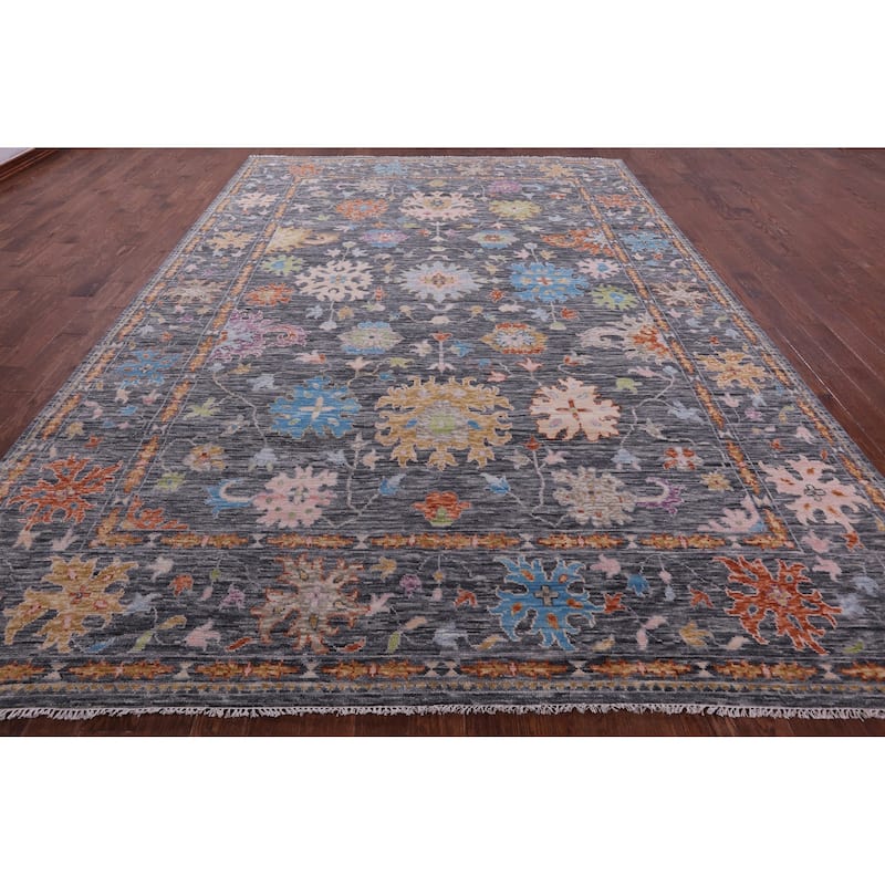 Golden Nile Grey Turkish Oushak Hand Knotted Wool Rug - 9' 11" X 14' 2"
