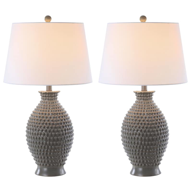 SAFAVIEH Lighting Olwen 27-inch Grey LED Table Lamp (Set of 2) - 15"x15"x27" - 15Wx15Dx27H
