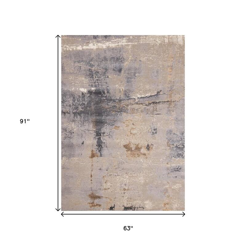 HomeRoots Abstract Modern Rectangle Area Rug - 5' X 8'