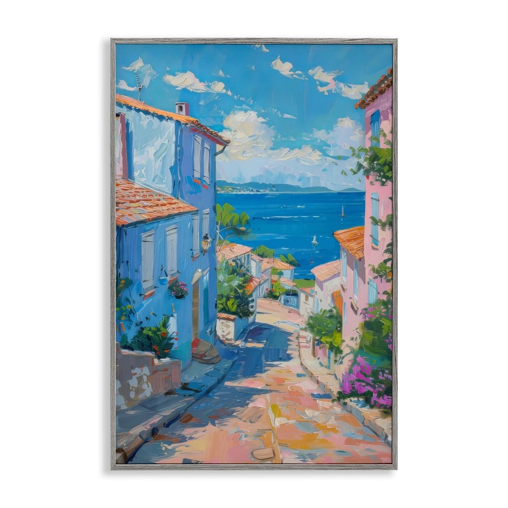 Stupell Quiet Seaside Town's Path Framed Giclee Art Design By LSR Design Studio