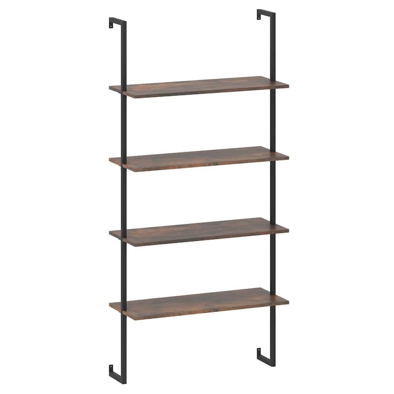 Costway 2 PCS 4-Tier Ladder Shelf Bookshelf Industrial Wall Shelf with - See Details