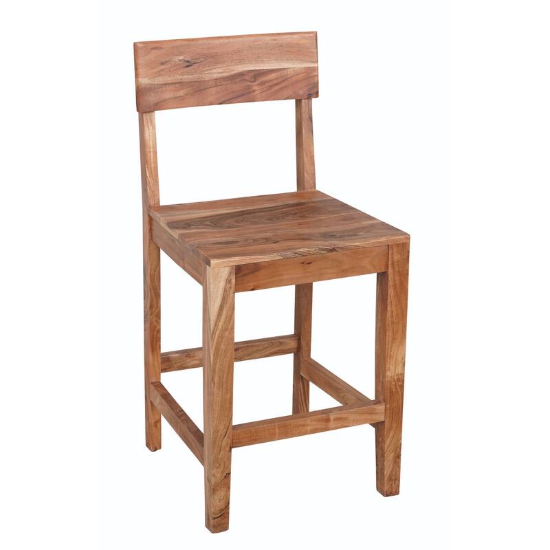 HomeRoots 18" Wood Brown Solid Wood Counter Height Bar Chair