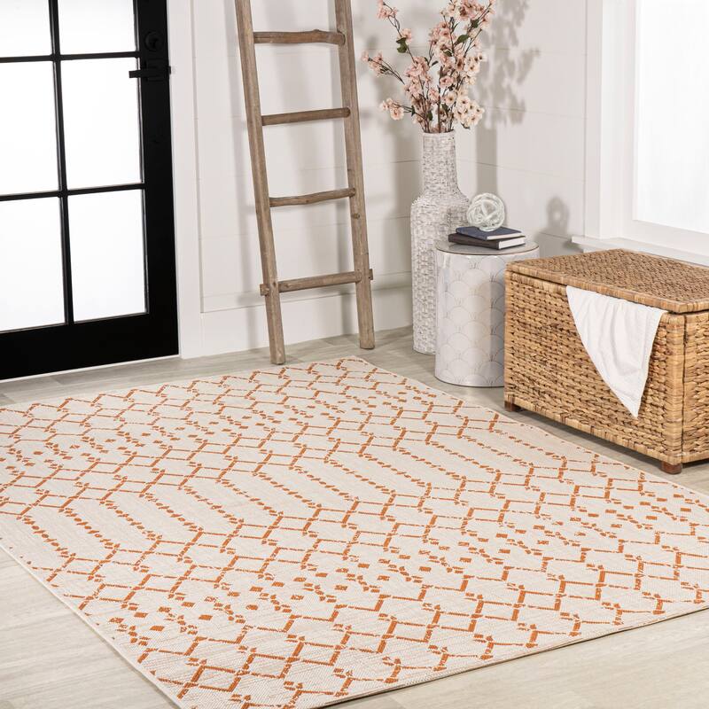 JONATHAN Y Trebol Moroccan Geometric Textured Weave Indoor/Outdoor Area Rug