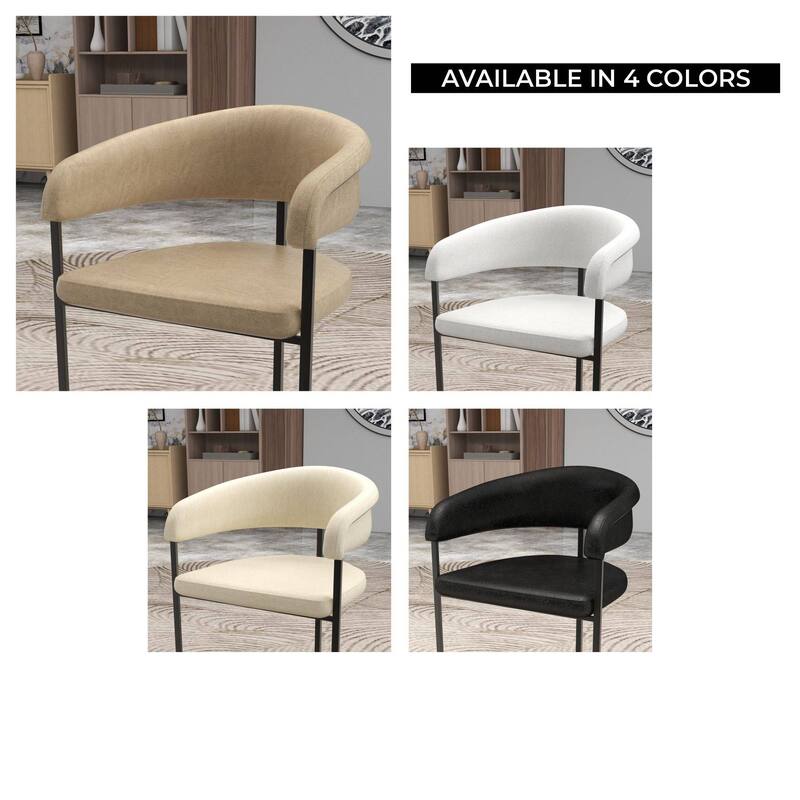 LeisureMod Set of 2 Aero Upholstered in Leather Dining Chair in Iron Accent Armchair in Polyester for Home & Kitchen