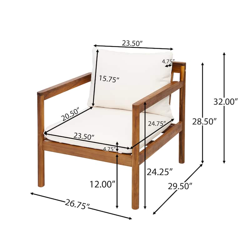 Christopher Knight Home- Elk Acacia Wood Outdoor Chat Set