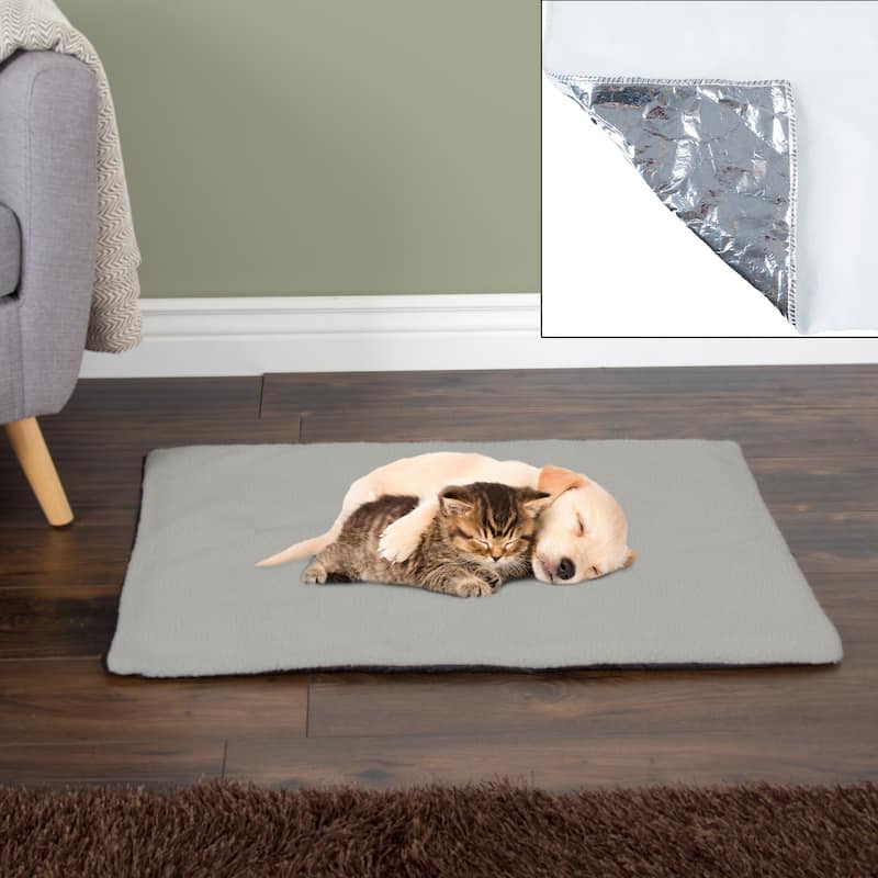 PETMAKER Self-Heating Pet Bed Crate Mat with Washable Sherpa Cover
