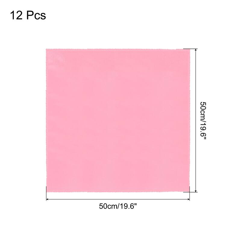 12pcs Satin Table Napkins Polyester Square Bright Table Napkin 20"x20" - Pink