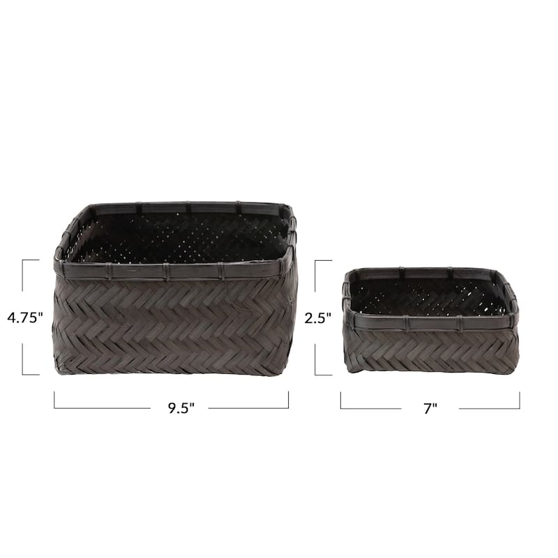 Bamboo & Water Hyacinth Baskets, Black