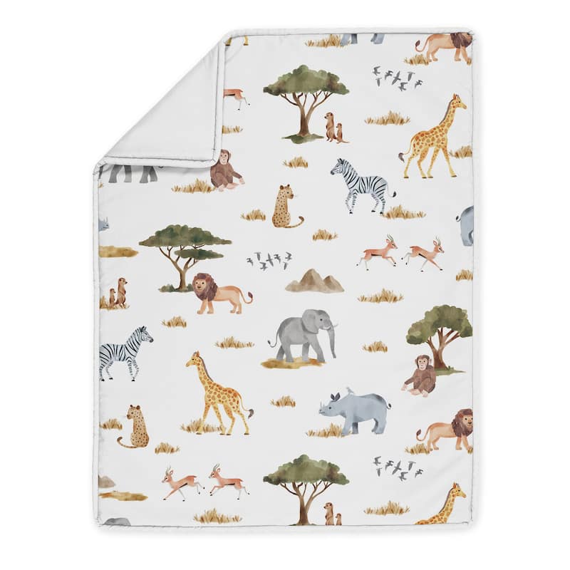 Jungle Animals Boy Girl Gender Neutral Sweet Jojo Designs 6p Crib Bedding + BreathableBaby Breathable Mesh Liner