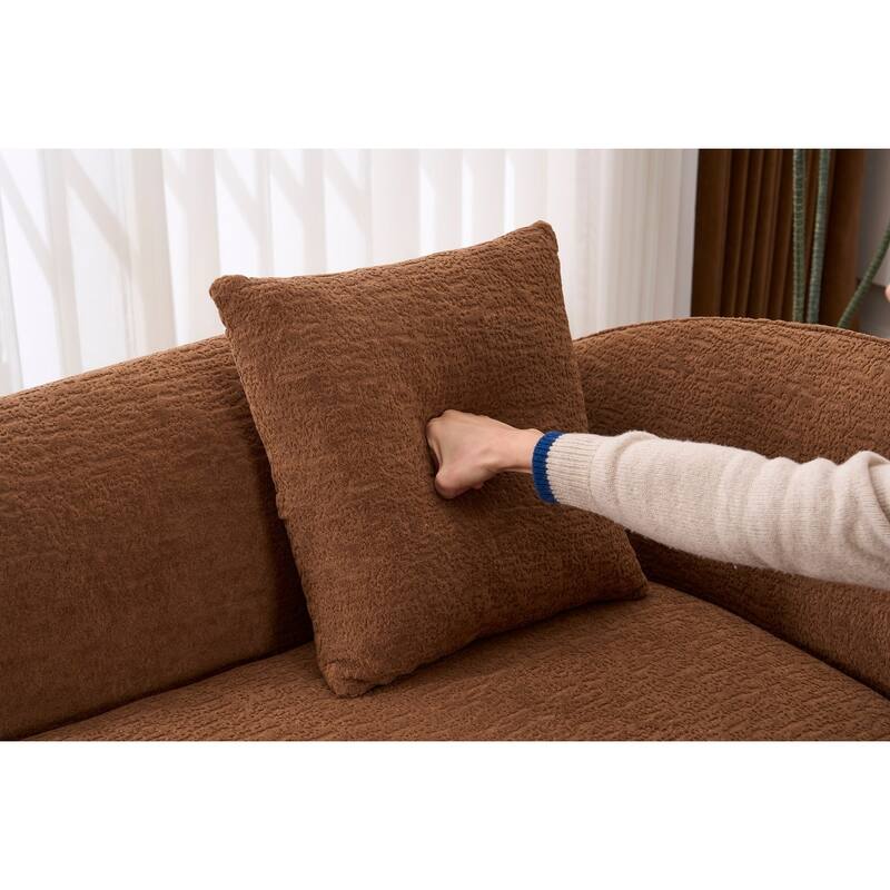 Compressed Curve Chaise Lounge, Modern Chenille Sofa Bed, No-Assembly Sofa