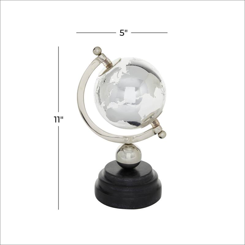 Gold Marble Globe with Marble Base and White Base - 5 x 5 x 11