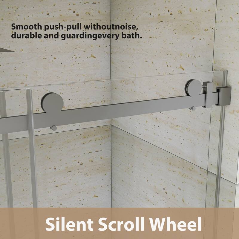 60" x 76" Sliding Frameless Shower Door - 60'' x 0.38'' x 76''