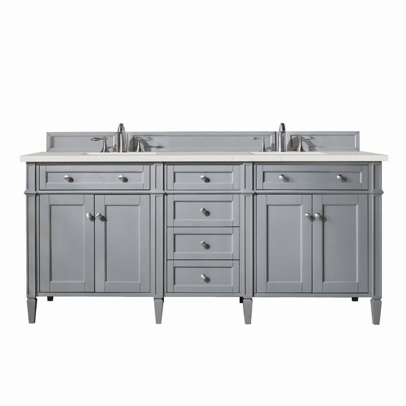 James Martin Vanities 650-V72-3LDL Brittany 72" Double Basin Poplar - Urban Gray - Steel Finish