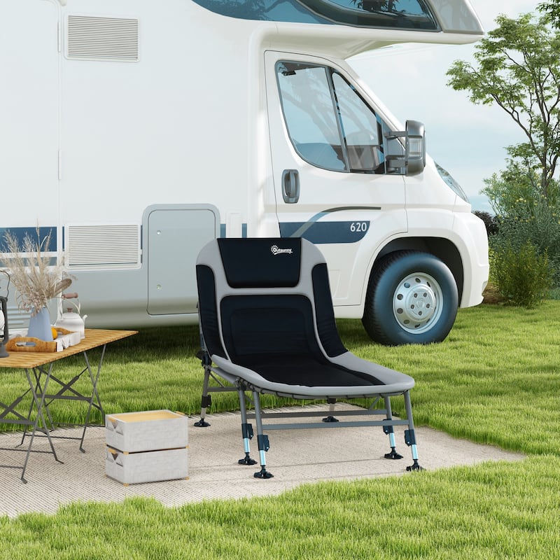 Camping Cot for Adults,Folding Bed with Soft Padded Cushions & Headrest,180° Adjustable Reclining Lounger