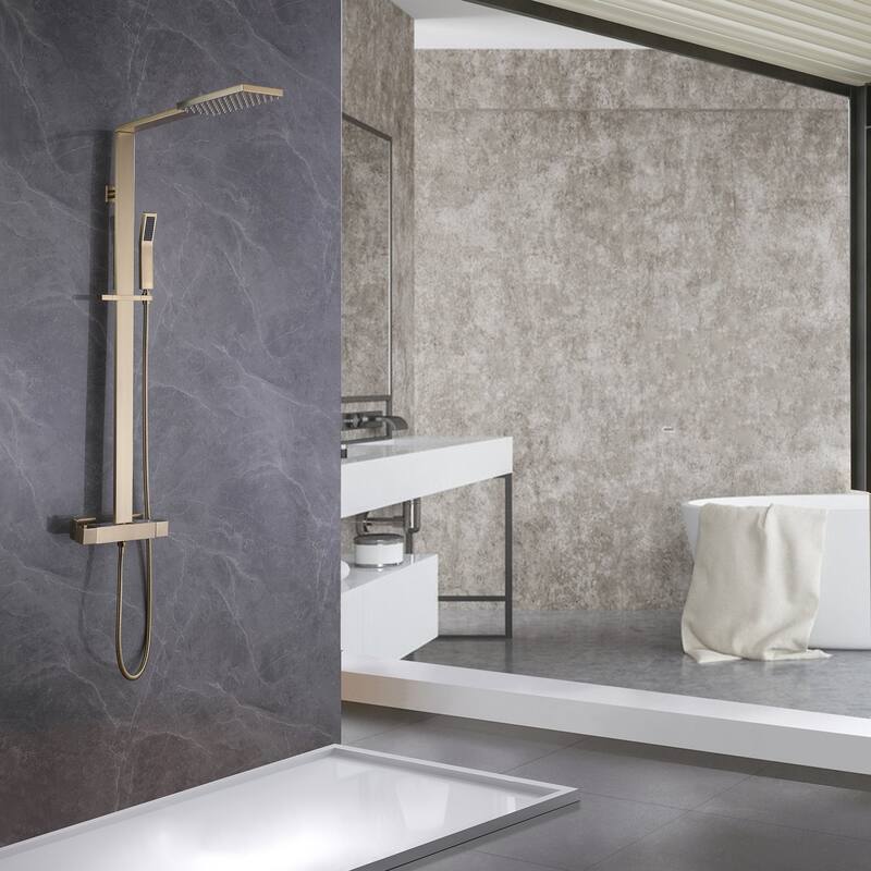 Double Handles Two Functions Wall Mounted Bathroom Shower System With Thermostatic Valve