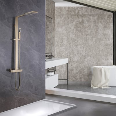 Double Handles Two Functions Wall Mounted Bathroom Shower System With Thermostatic Valve
