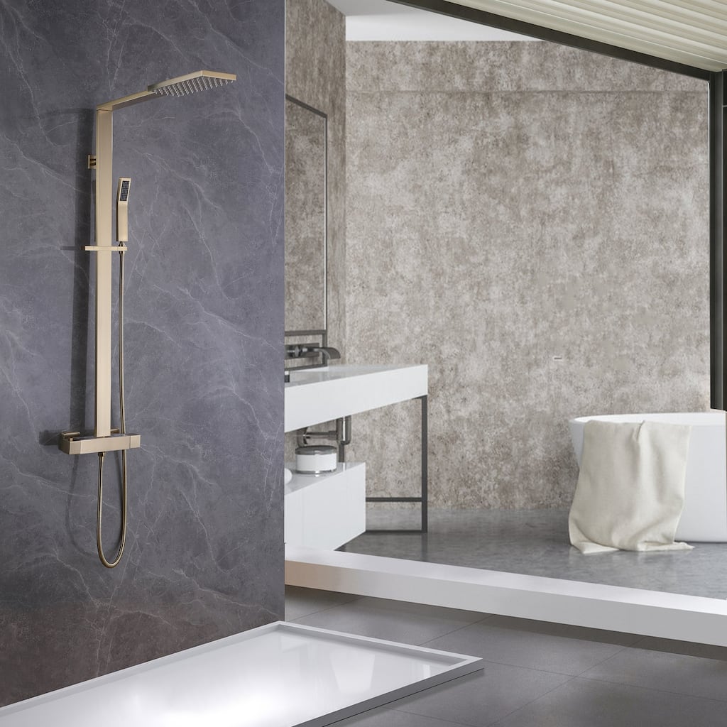 Double Handles Two Functions Wall Mounted Bathroom Shower System With Thermostatic Valve