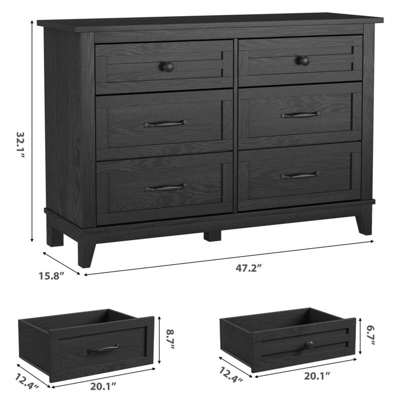 47" Wide Drawer Dresser, with Storage Freestanding