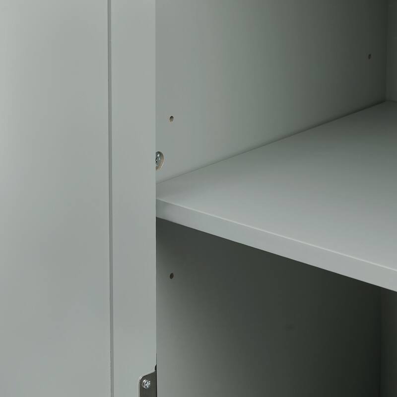 70" Tall Storage Cabinet with Doors and Three Drawers for Bathroom/Office