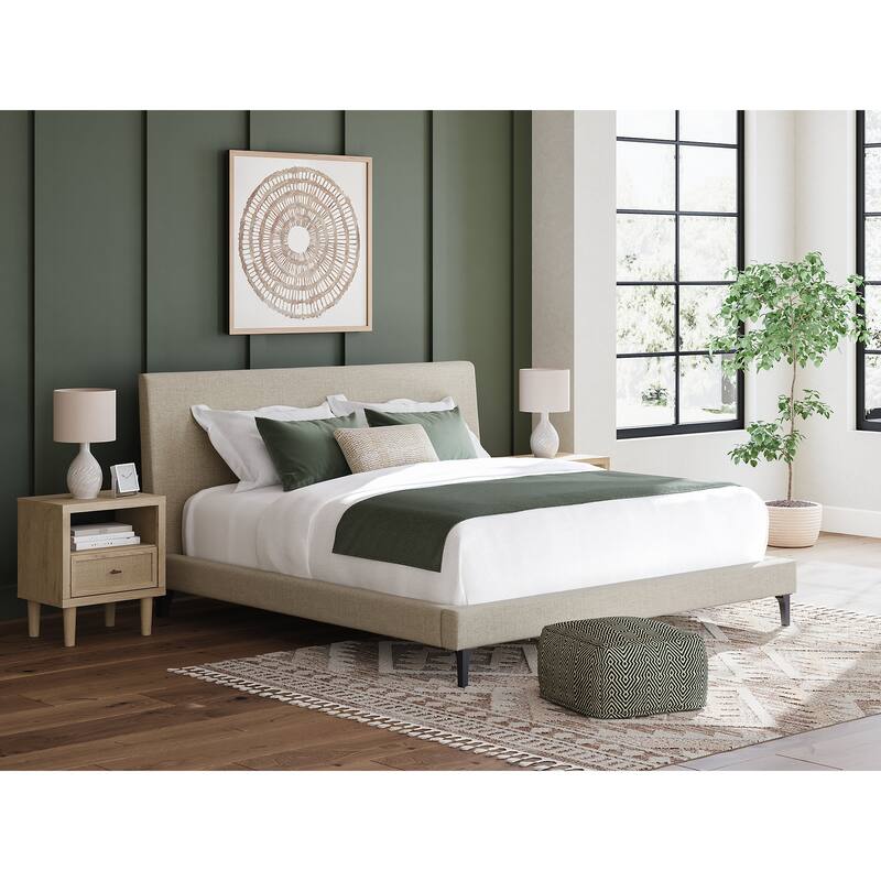 Signature Design by Ashley Cielden Light Gray King Upholstered Bed with Roll Slats