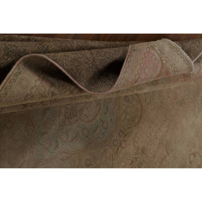 Medallion Tabriz Persian Vintage Area Rug Hand-Knotted Wool Carpet - 9'6" x 12'8"