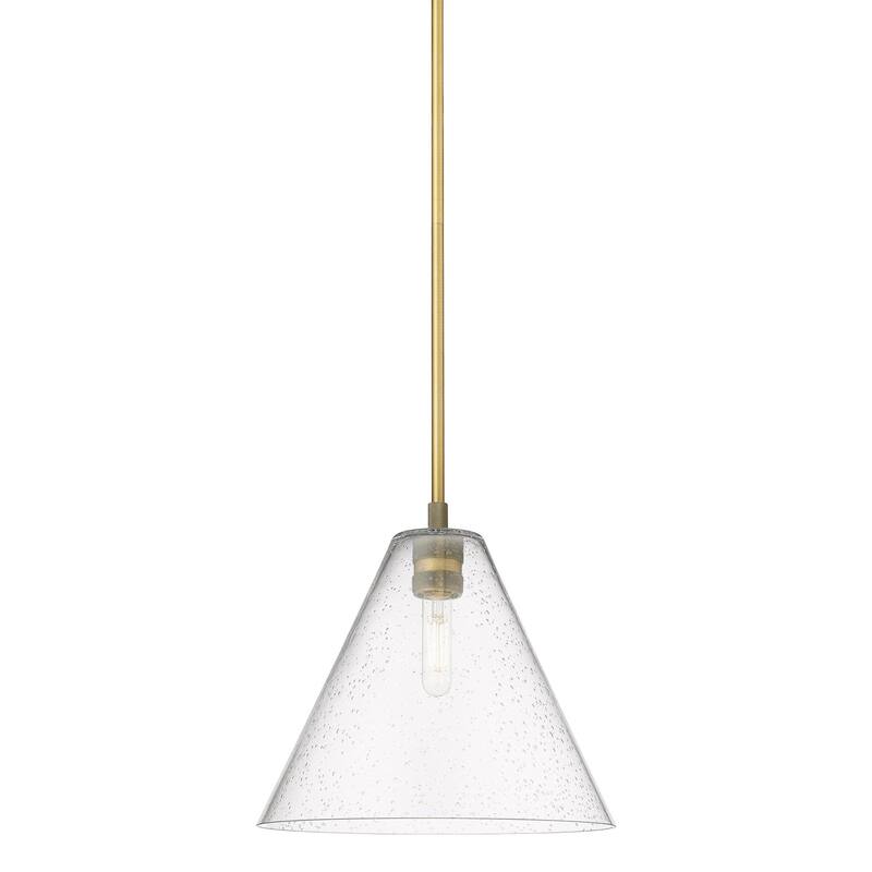 Innovations Lighting 434-1S-11-12 Crown Point Pendant Cone Crown Point - Brushed Brass / Seedy