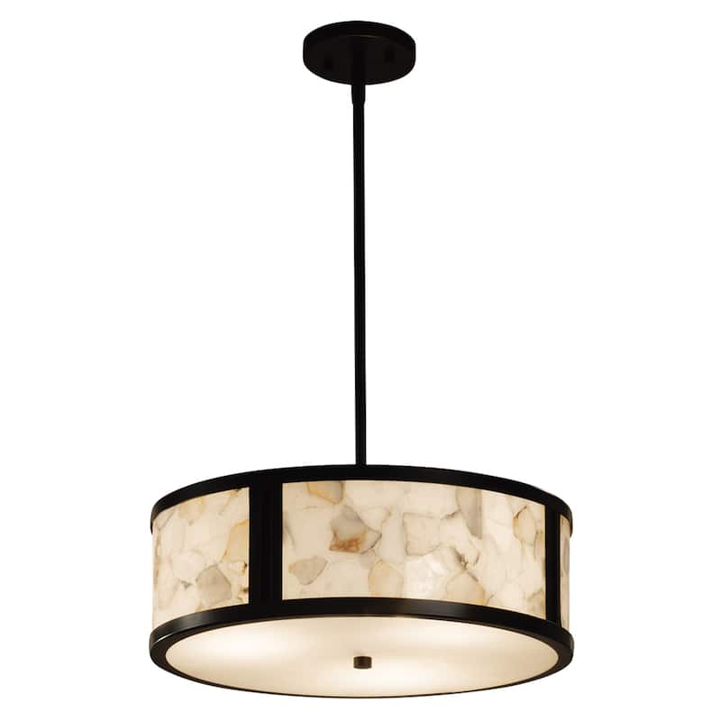 Justice Design Alabaster Rocks Tribeca 3-light Matte Black Pendant