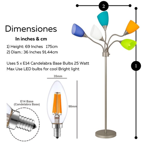 Medusa 5 Light Floor Lamp Standing Lamp with Adjustable Acrylic