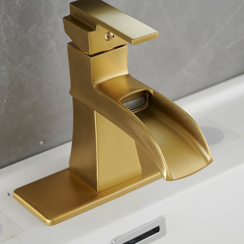 Single-handle Bathroom Waterfall Sink Faucet with Drain and Deckplate