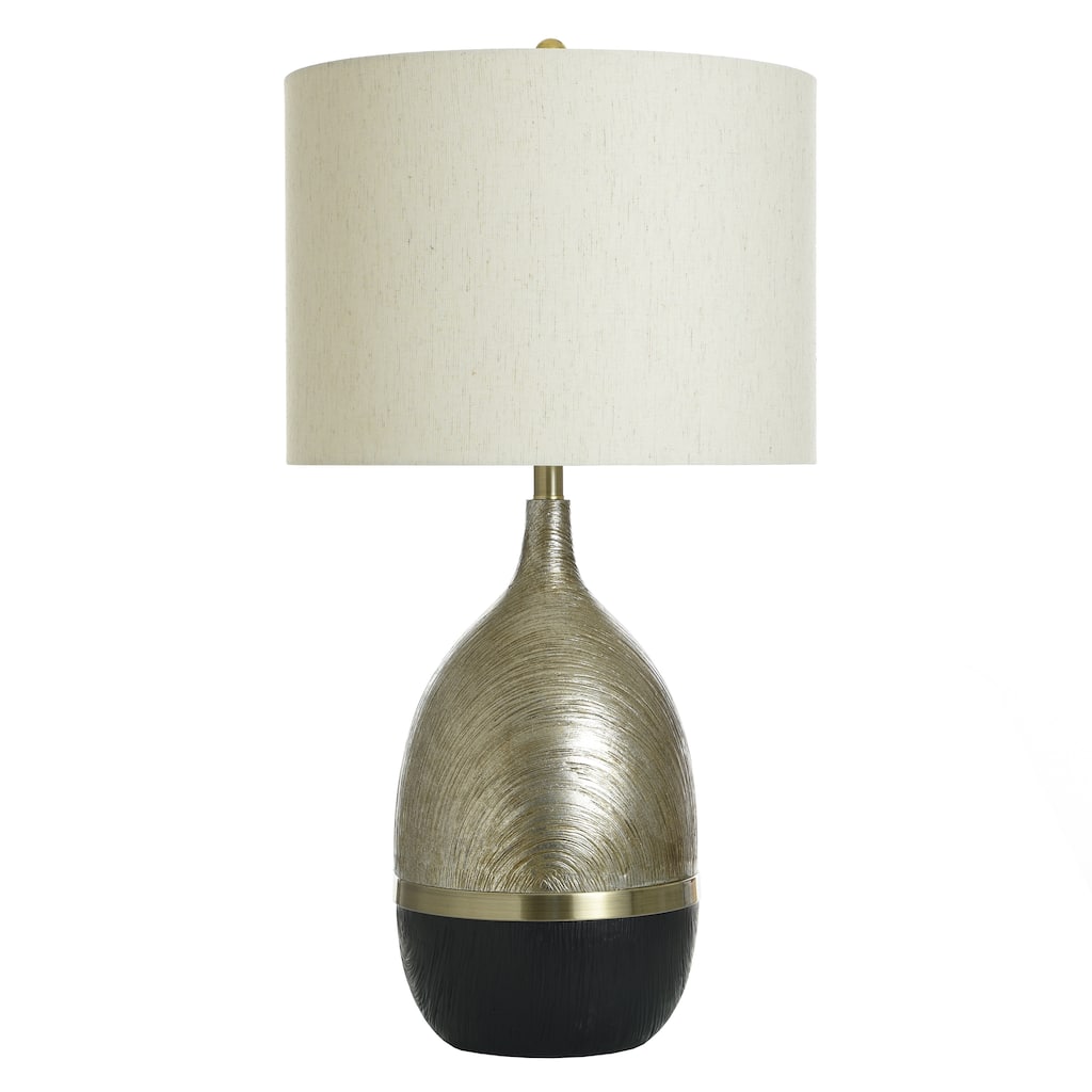 Galas Gold Table Lamp - Polyresin Body with Brushed Brass Accent - Cream Shade