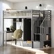 preview thumbnail 40 of 55, Playhouse Inspired Twin size Loft Bed with Bookshelf, Drawers, Desk and Wardrobe, Sturdy Construction & Unique Design, White
