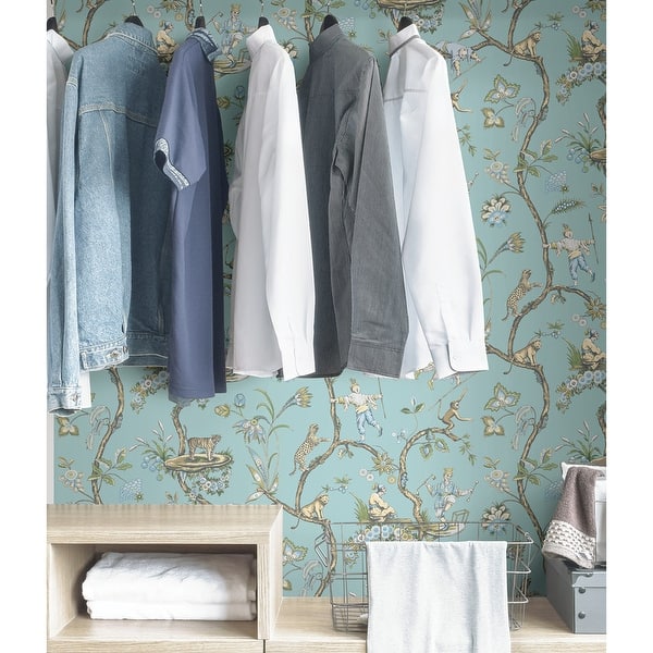 Scalamandre Robin's Egg Blue Chinoise Exotique Self Adhesive Peel & Stick Wallpaper - On Sale - Bed Bath & Beyond - 38451924 Scalamandre Robin's Egg Blue Chinoise Exotique Self Adhesive Peel & Stick Wallpaper - On Sale - Bed Bath & Beyond - 38451924
