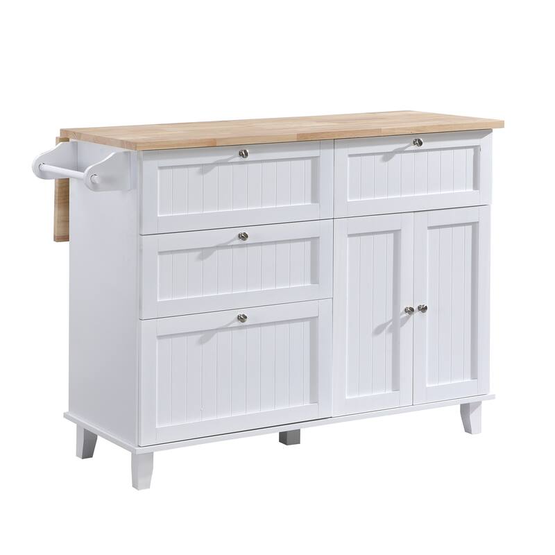 Farmhouse Style 3-Piece Dining Table Set with Drop Leaf, Drawers and 2 Seatings