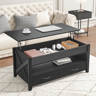 Lift Top Coffee Table with 2 Storage Drawers and Hidden Compartment ...