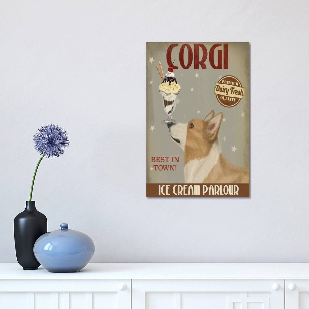 iCanvas "Corgi, Tan, Ice Cream" by Fab Funky Canvas Print