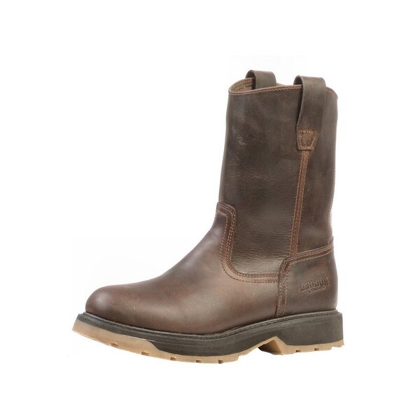Rugged Country Work Boots Mens Rubber Pull Tabs Round Crazy Choco 0