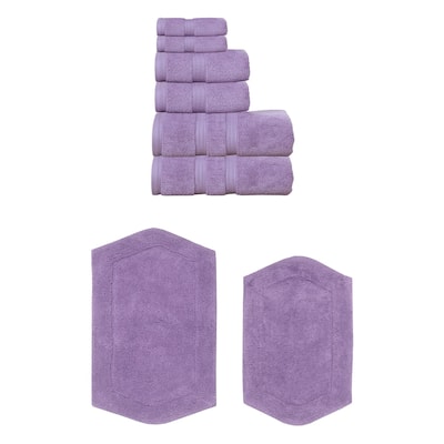 Home Weavers Waterford Collection 100% Soft Cotton Super Absorbent 6 Pc Towel Set & 2 Pc Bath Rug Combo, Non Slip (Set of 8)