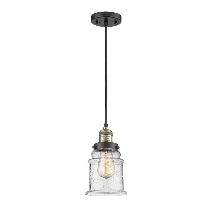 Innovations Lighting Canton 6" Wide Mini Pendant - Cord Suspension - Black Antique Brass / Seedy