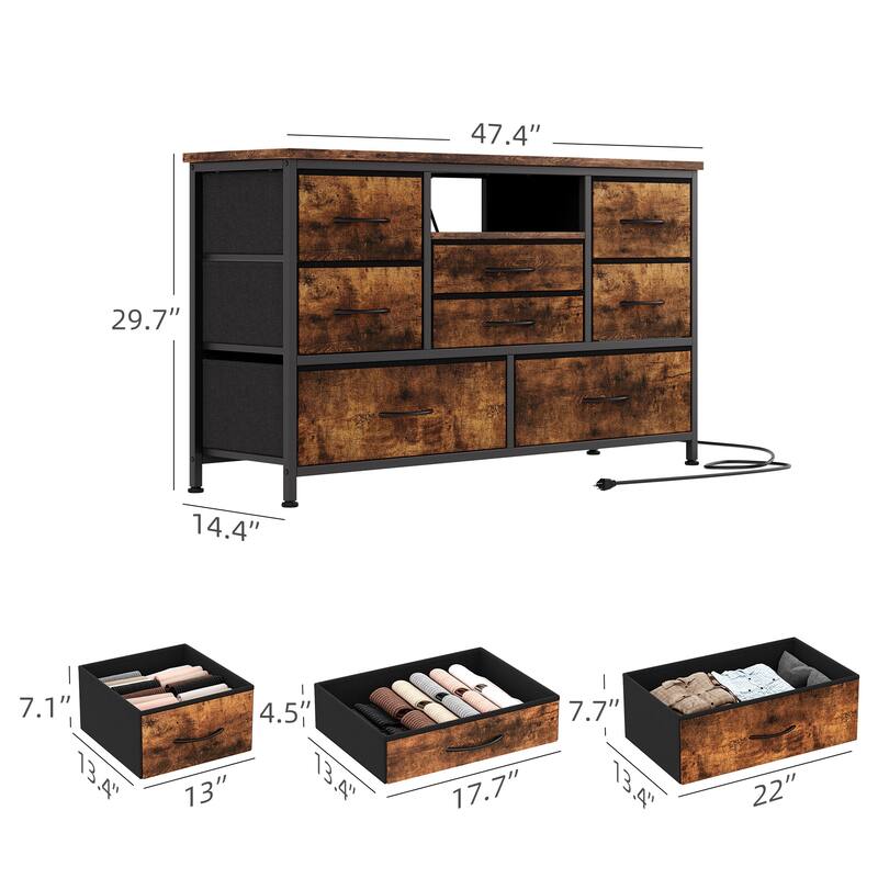 8 Drawers TV Stand with Power Outlet