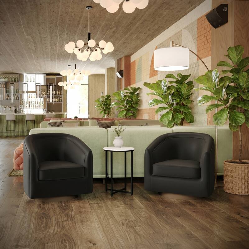 Club Style Swivel Commercial Barrel Accent Armchair - 27.25"D x 28.5"W x 30.75"H