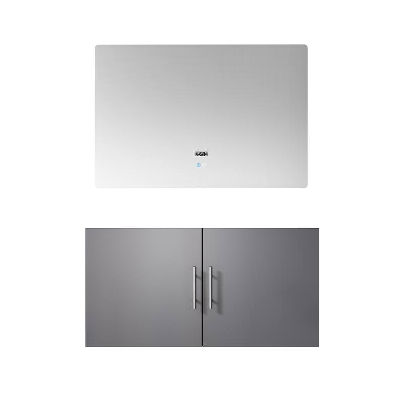 Geneva Bath Vanity No Top and Mirror - 36 inch - Dark Grey