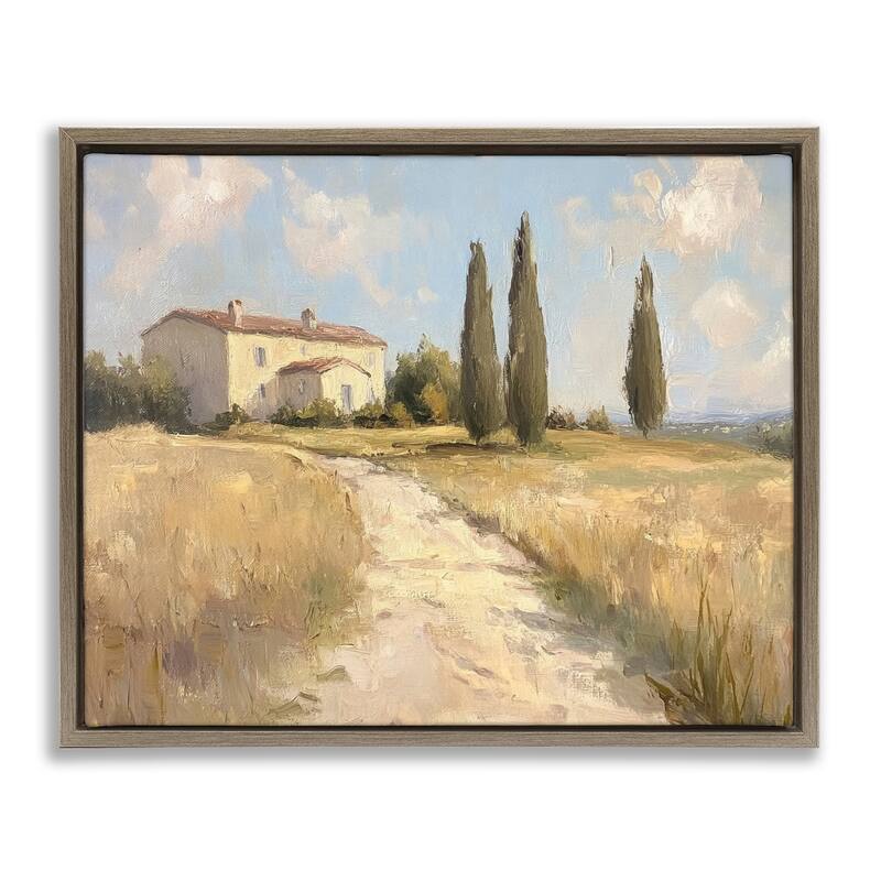 Stupell Country Villa Path Framed Floater Canvas Wall Art Design By Petal Prints Design - 21 x 17 - Brown