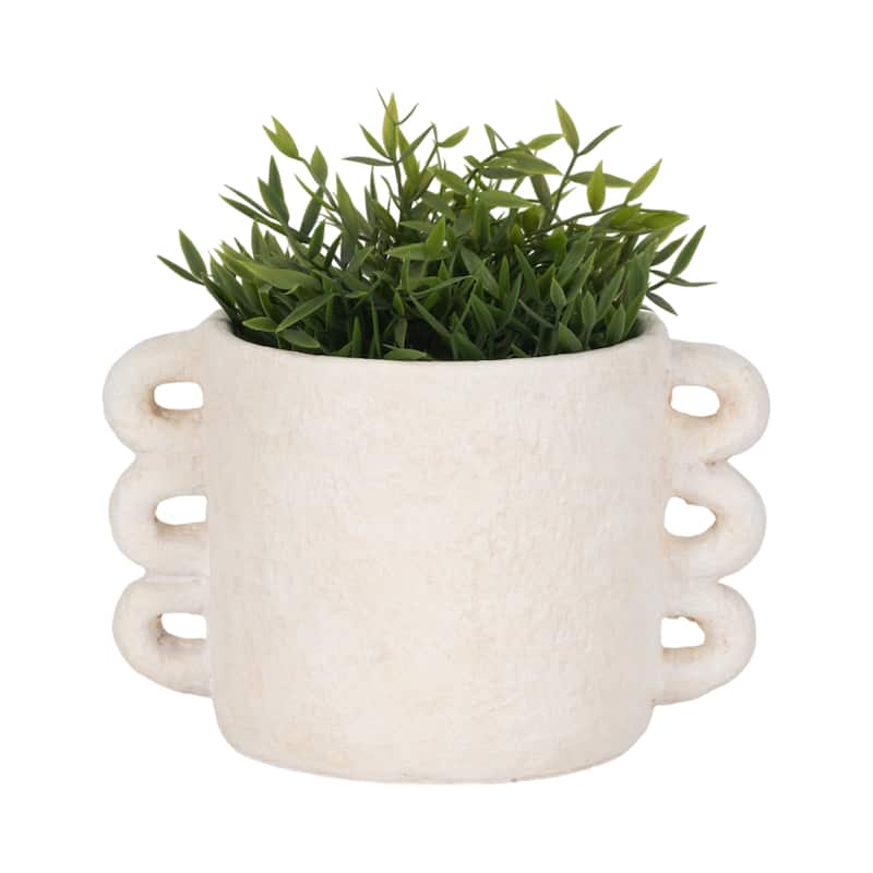 Pottery and Cement Planter Multi-Loop Handle Design Contemporary