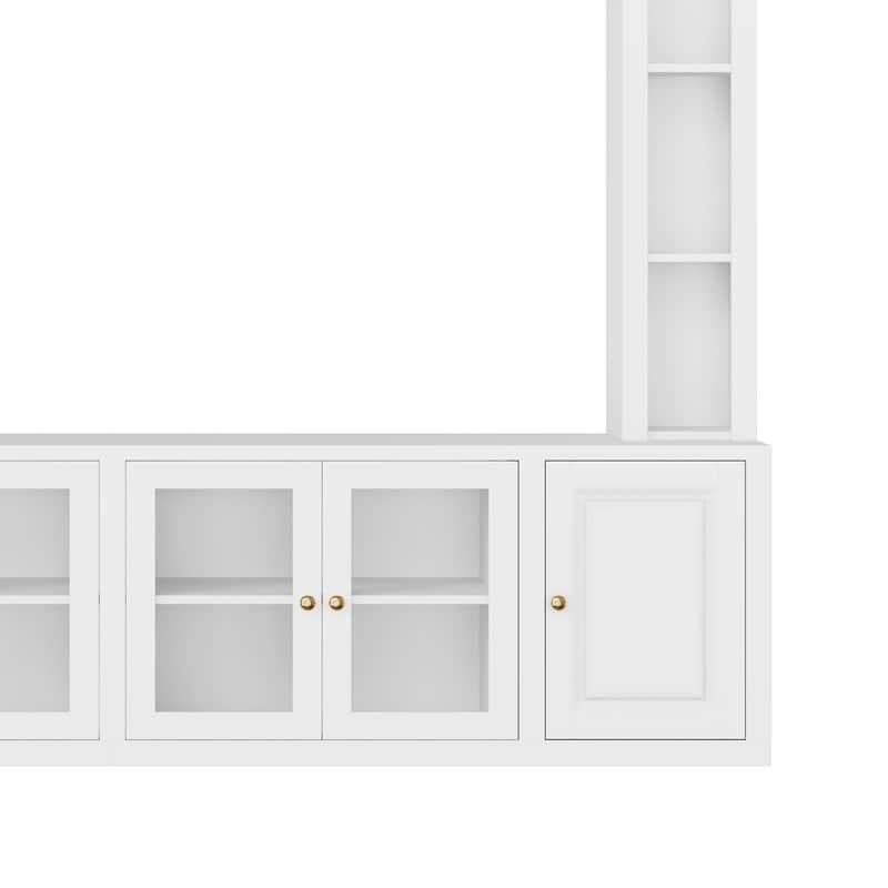 92" Modern 4-Piece Entertainment Center Wall Unit Media Console with Bookshelves for TVs Up to 80"