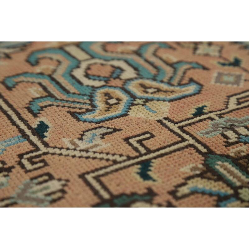 Orange Tabriz Persian Vintage Rug Hand-Knotted Wool Carpet - 6'8" x 9'6"