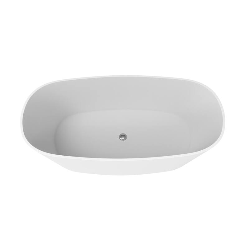 Hermosa 71" White Solid Surface Freestanding Soaking Bathtub