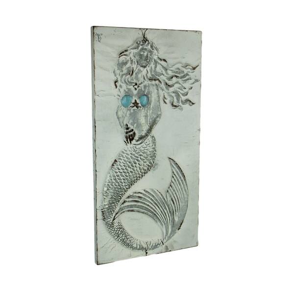 Shop Vintage White Tin Press Metal Art Mermaid Wall Decor 31 5 X