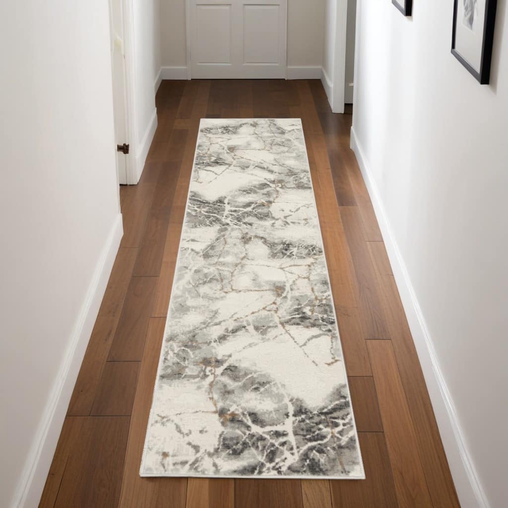 Fitaq Power Loomed Abstract Modern Non Skid Stain Resistant Area Rug By HomeRoots - 90' X '27' X '0.25